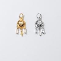 Cubic Zirconia Micro Pave 925 Sterling Silver Pendant Dream Catcher plated micro pave cubic zirconia Sold By PC