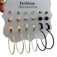 Kolczyki ze stopów cynku, żelazo, ze Tworzywa ABS perła & Stop cynku, Powlekane, dla kobiety & z kamieniem, dostępnych więcej kolorów, 40mm, 5mm, 8mm, 10mm, sprzedane przez Ustaw