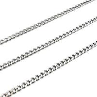 Nehrđajućeg čelika Curb Chain, 304 nehrđajućeg čelika, možete DIY & različite veličine za izbor, izvorna boja, 5m/Lot, Prodano By Lot