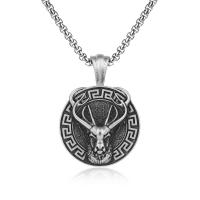 Titanium Steel Pendants Deer silver color plated Christmas jewelry & for man black Sold By PC
