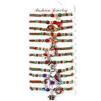 Christmas Holiday Bracelet Polyester Cord with Zinc Alloy with 2.76 extender chain plated 12 pieces & Christmas jewelry & adjustable & enamel & with rhinestone mixed colors Length 6.3 Inch Sold By Set