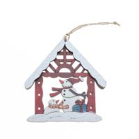 Wood Christmas Tree Decoration House brushwork Christmas jewelry Sold By PC