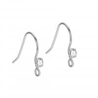 925 Sterling Silver Hook Earwire, plated, micro pave cubic zirconia & for woman, more colors for choice, 14mm, Sold By Pair