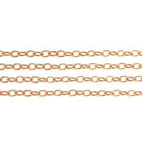 Brass Oval Chain, 18K gold plated, DIY, 7x4.80mm, 50Yards/Lot, Sold By Lot