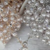 Catena a palline in ottone, with perla in plastica, placcato, DIY, nessuno, 5mm, 2m/lotto, Venduto da lotto