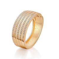 Cink Alloy Bangle Nakit, zlatna boja pozlaćen, modni nakit & za žene & s Rhinestone, zlatan, 70x25mm, Prodano By PC