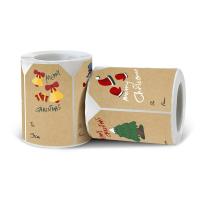 Kraft Sticker Paper with Adhesive Sticker Christmas Design mixed colors Approx Sold By Spool