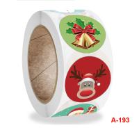 Kleber +Aufkleber Aufkleber Papier, rund, Weihnachts-Design, gemischte Farben, 25mm, ca. 500PCs/Spule, verkauft von Spule