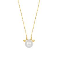 925 Sterling Silver Pearl Necklace, with Shell Pearl & Freshwater Pearl, with 1.96 inch extender chain, plated, different materials for choice & for woman, more colors for choice, Length:Approx 15.75 Inch, Sold By PC