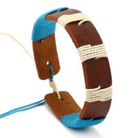 Cowhide Bracelet with Wax Cord Adjustable & fashion jewelry & Unisex 12mm Length Approx 17-18 cm Sold By PC