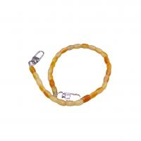 Yellow Calcedony Bag Straps with Zinc Alloy barrel silver color plated DIY yellow Length Approx 48.5 cm Sold By PC