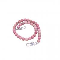 Grain Stone Bag Straps with Zinc Alloy Round silver color plated DIY pink 10mm Length Approx 48.5 cm Sold By PC