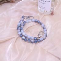 Flat Flower Agate Bag Straps with Zinc Alloy Round plated DIY silver-grey 10mm Length Approx 48.5 cm Sold By PC