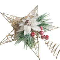 Iron Christmas Tree Top Star with Linen & Plastic Christmas jewelry nickel lead & cadmium free Sold By PC