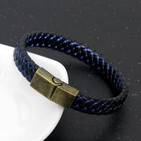 Leather Cord Bracelet Copper Alloy with leather cord fashion jewelry & Unisex Length Approx 8.27 Inch Sold By PC