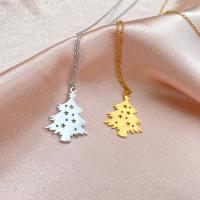Christmas Necklaces 304 Stainless Steel Christmas Tree Vacuum Ion Plating fashion jewelry & for woman Length 45 cm Sold By PC