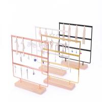 Iron Earring Display, with Wood, plated, durable, more colors for choice, nickel, lead & cadmium free, 360x265mm, Sold By PC