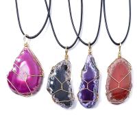 Agate Jewelry Pendants with brass wire irregular polished Unisex 30-55mm Sold By PC