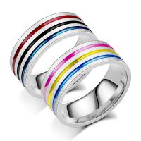 Titanium Steel Finger Ring Donut Vacuum Ion Plating fashion jewelry & Unisex & enamel US Ring Sold By PC