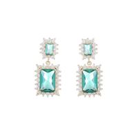 Cubic Zircon (CZ) Drop Earring Brass Square gold color plated fashion jewelry & micro pave cubic zirconia & for woman nickel lead & cadmium free Sold By Pair