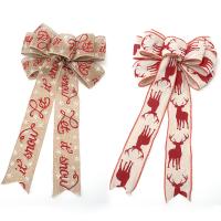 Linen ribbon  bow Bowknot printing DIY & Christmas jewelry Sold By PC
