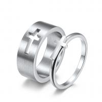 Pár prsteny, 304 Stainless Steel, Kříž, unisex & různé velikosti pro výběr, více barev na výběr, Velikost:5-12, Prodáno By PC