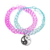 Layered Choker Fishing Line with Zinc Alloy 2 pieces & fashion jewelry & ying yang & for woman & enamel multi-colored 20mm Length 45 cm Sold By Set