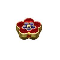 Cloisonne Beads Zinc Alloy with Cloisonne Flower gold color plated DIY & enamel red nickel lead & cadmium free 14mm Sold By PC