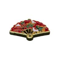 Cloisonne Pendants Brass with Cloisonne Fan gold color plated Unisex & enamel mixed colors nickel lead & cadmium free Sold By PC