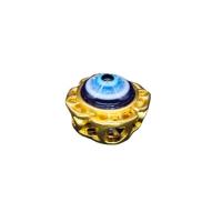 Böser Blick Lampwork Perlen, Zinklegierung, mit Harz, sang vergoldet, DIY & böser Blick- Muster, blau, frei von Nickel, Blei & Kadmium, 10x7mm, verkauft von PC
