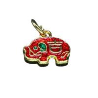 Cloisonne Pendants Brass with Cloisonne Elephant gold color plated Unisex & enamel red nickel lead & cadmium free Sold By PC