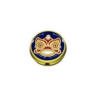 Imitation Cloisonne Zinc Alloy Beads with Cloisonne Flat Round sang gold plated DIY & enamel nickel lead & cadmium free Sold By PC