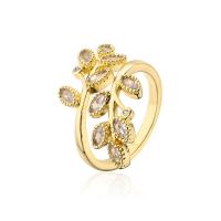 Cubic Zirconia Micro Pave Brass Ring 18K gold plated Adjustable & micro pave cubic zirconia & for woman gold 18mm Sold By PC