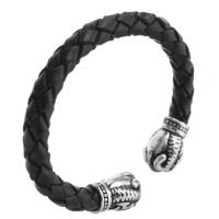 Cowhide Bracelet 316 Stainless Steel with cowhide cord fashion jewelry & Unisex black 8mm Inner Approx 64mm Sold By PC