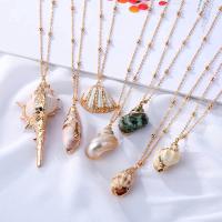 Shell Necklaces Zinc Alloy with Shell with 7cm extender chain gold color plated fashion jewelry & for woman Length 46.5 cm Sold By PC