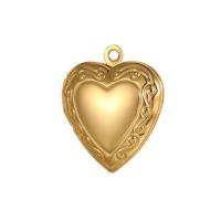 Colgantes de medallón de cobre amarillo, metal, Corazón, chapado en oro de 14 K, para mujer, libre de níquel, plomo & cadmio, 19x22.50mm, Vendido por UD