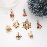 Zinc Alloy Christmas Pendants gold color plated 8 pieces & Christmas Design & DIY & with rhinestone nickel lead & cadmium free Sold By Set