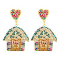 Rhinestone Earring Zinc Alloy with Seedbead House gold color plated fashion jewelry & for woman & with rhinestone Sold By Pair