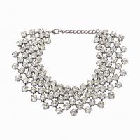 Collar de Aleación de Zinc, chapado en color de plata, Joyería & para mujer & con diamantes de imitación, plateado, longitud 35-38.6 cm, Vendido por UD