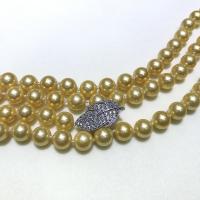 South Sea Shell Sweater Chain Necklace Shell Pearl with Brass Round plated for woman & with rhinestone 8mm Length 29.53 Inch Sold By PC