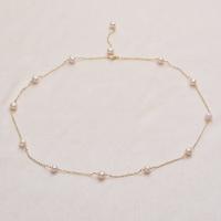 Freshwater Pearl Brass Necklace with Brass Round gold color plated for woman white 6-7mm Length 16.93 Inch Sold By PC