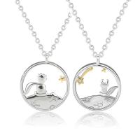 Couple Necklace 925 Sterling Silver platinum plated fashion jewelry & hollow original color 450mm Sold By PC