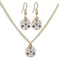 Zinc Alloy Jewelry Set earring & necklace Snowflake gold color plated Christmas Design & for woman & enamel nickel lead & cadmium free 4.2*2.1cm 2.8*2.1cm Length Approx 50 cm Sold By Set