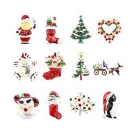 Christmas Brooches Zinc Alloy plated Christmas Design & for woman & enamel & with rhinestone nickel lead & cadmium free Sold By PC