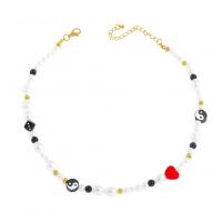 Collar de perlas de plástico, aleación de zinc, con Perlas de plástico ABS & resina, chapado en color dorado, Joyería & para mujer, multicolor, Vendido para 39-47 cm Sarta