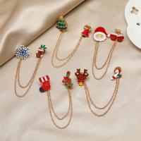 Christmas Brooches Zinc Alloy gold color plated Christmas Design & enamel nickel lead & cadmium free 115mm Sold By PC
