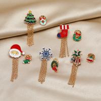 Christmas Brooches Zinc Alloy gold color plated Christmas Design & enamel nickel lead & cadmium free Sold By PC