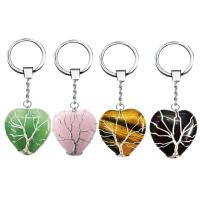 Bag Purse Charms Keyrings Keychains Gemstone with Brass Heart silver color plated & Unisex Sold By PC