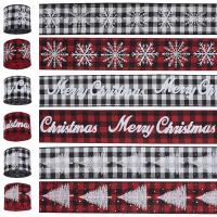 Nastri di Natale, cotone, 6 pezzi & Design natalizio & DIY, colori misti, 63mm, 6Bobine/lotto, Venduto da lotto