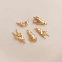 Brass Pendant Hand real gold plated DIY & with rhinestone golden nickel lead & cadmium free Sold By PC
